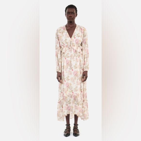 The Kooples Womens Floral-print Silk Maxi Dress - Floral...